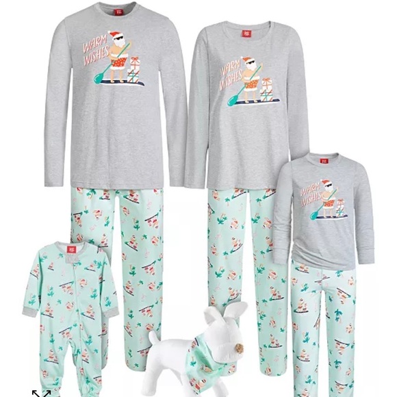 NWT Macys Family Pajamas Matching Kid's Tropical Santa Mix It Family Pajama Set - Picture 2 of 2